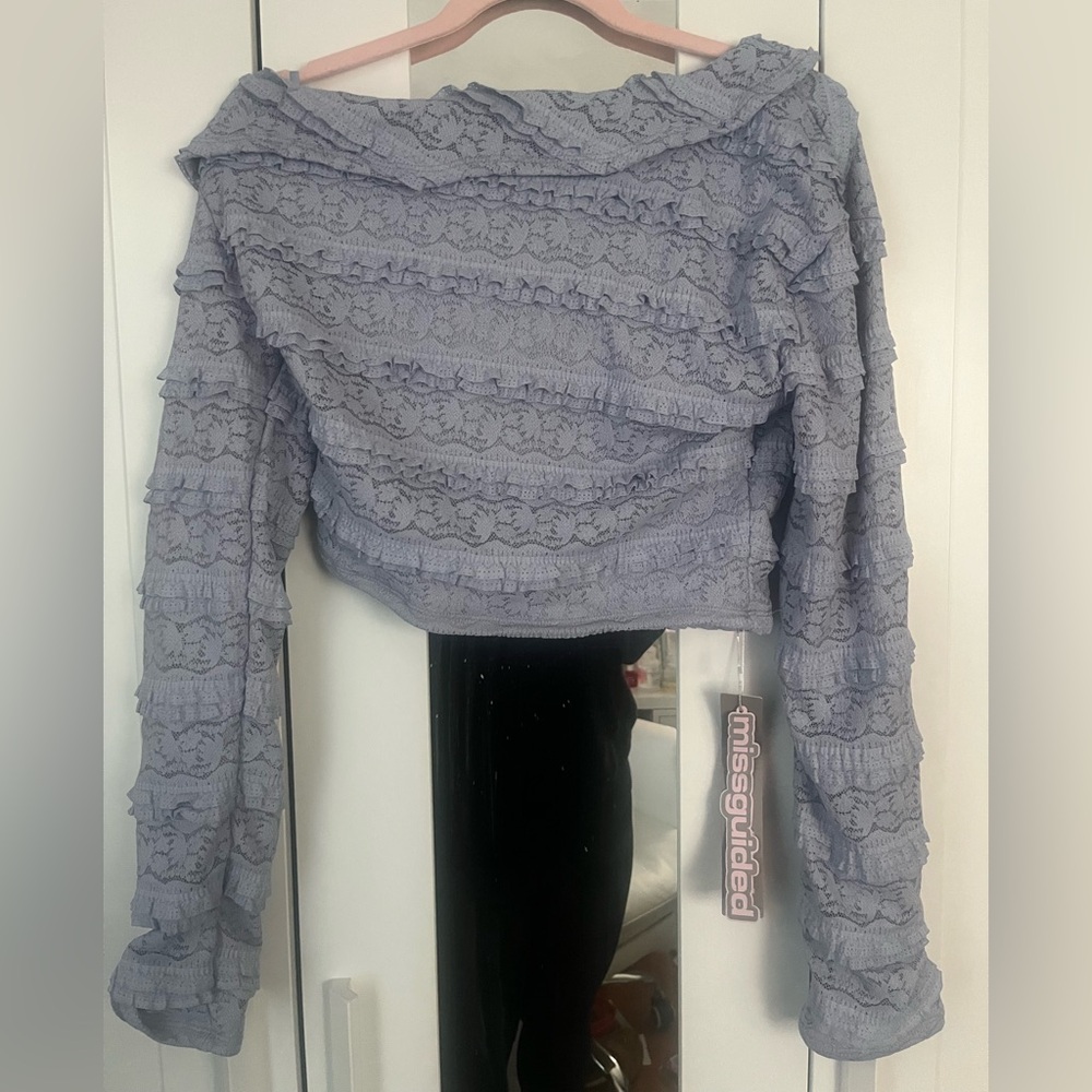 Periwinkle Lace Ruffle Top